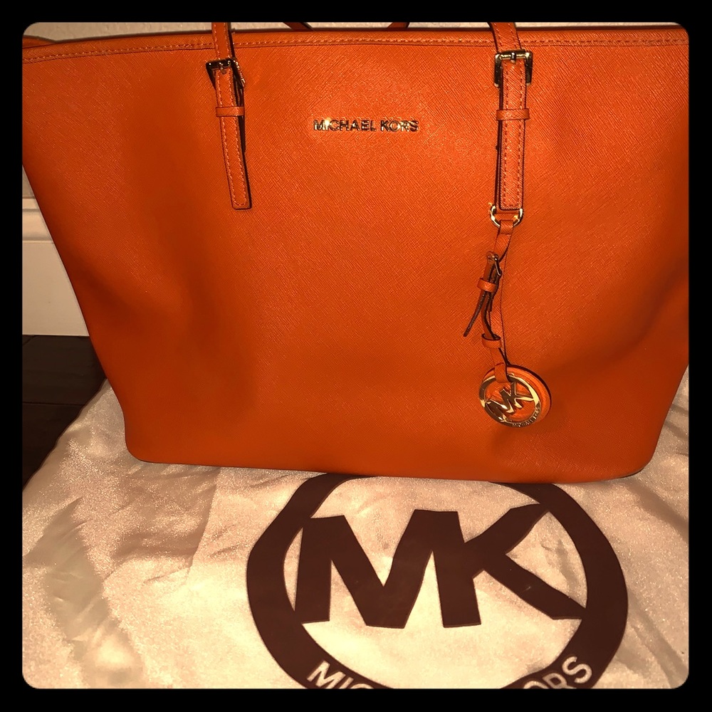 Large Michael Kors orange shoulder bag